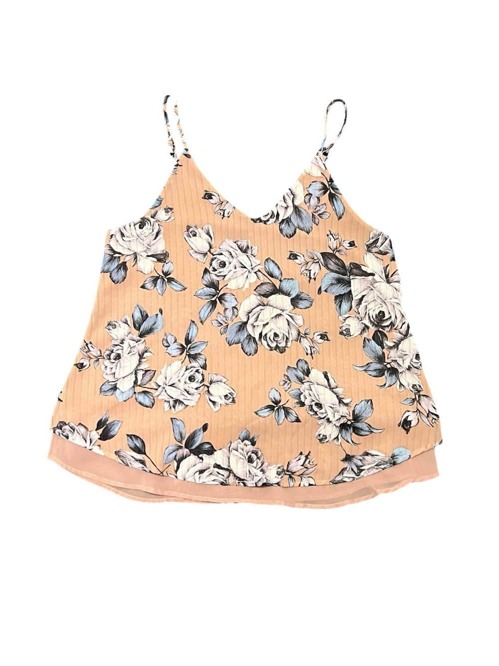 Sienna Sky Peachy Pink Babydoll Flowy Cami Top Women’s Size Small Rose Design